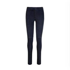 Charlotte Brody Suede Leggings Womens 2 Navy Blue Leather Elastic Waist Ankle